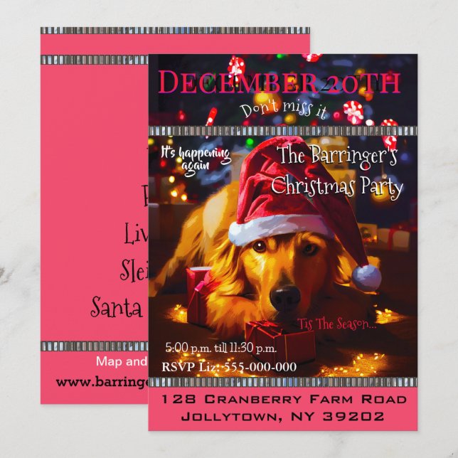 Invitación La Gran Fiesta Anual de Navidad de Bow Wow Big San (Anverso / Reverso)