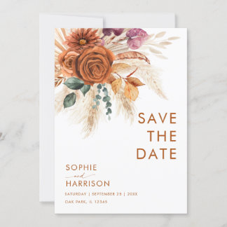 Invitación ?La Grasa Boho Pampas, Naranja quemado, salva la f