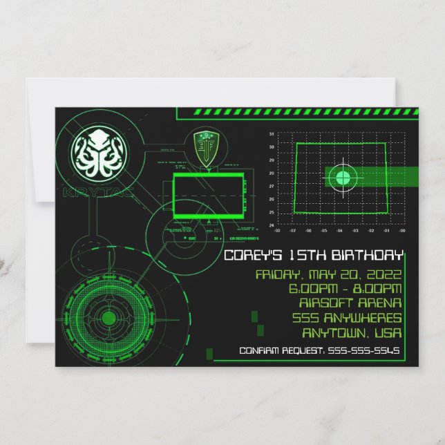 Invitación La guerra Airsoft militar 5x7 invita a Wyoming (Anverso)