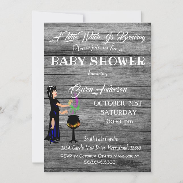 Invitación La guinda del gris de madera rústica de Baby Showe (Anverso)