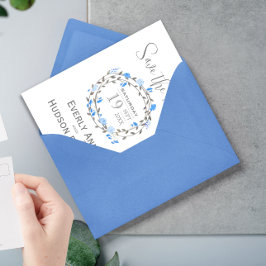 Invitación La guirnalda guerrera azul del bosque rústico salv