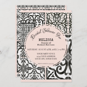 Invitación La Hacienda Tile Negra Rubor Moderna Ducha Bridal
