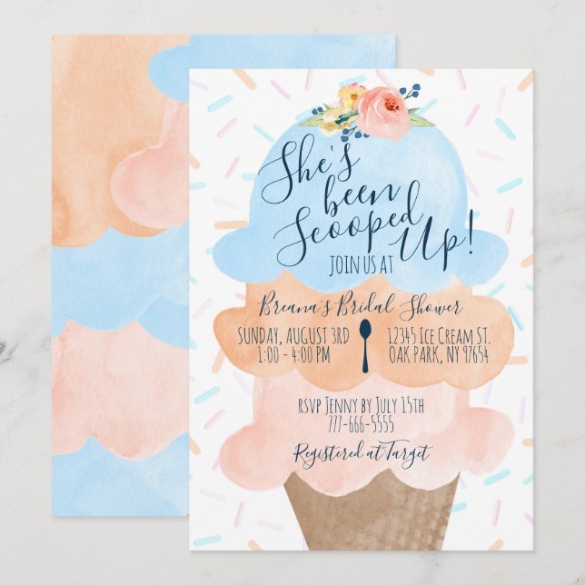 Invitación La han sacado de la ducha de novia con helado (Anverso / Reverso)