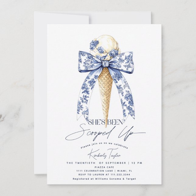 Invitación La han sacado de la ducha de novia con helado (Anverso)