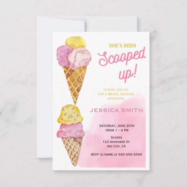 Invitación La han sacado de la ducha de novia con helado (Anverso)