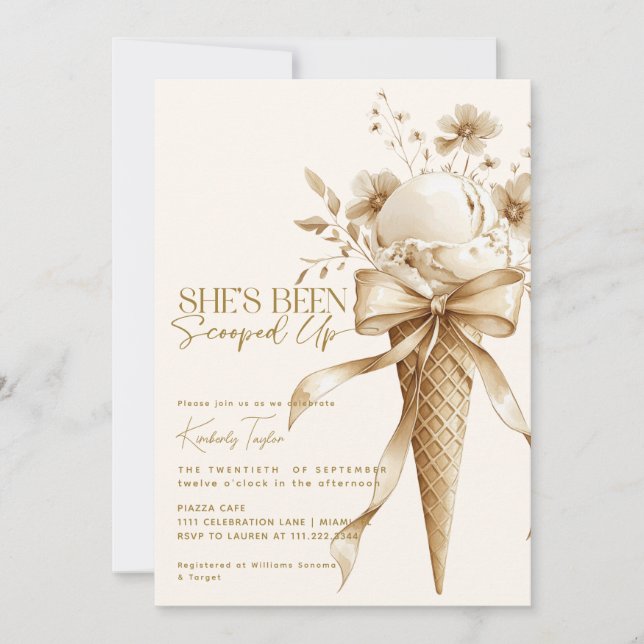 Invitación La han sacado de la ducha de novia con helado (Anverso)