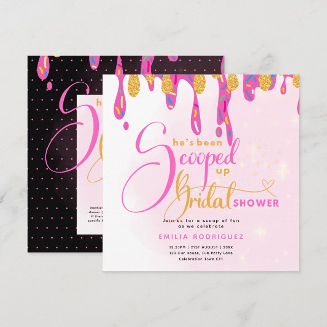 Invitación La han sacado de la ducha nupcial de helado (Anverso / Reverso)