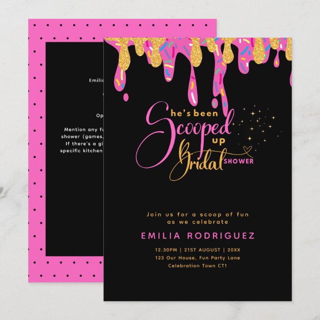 Invitación La han sacado de la ducha nupcial de helado (Anverso / Reverso)