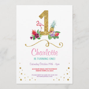 Invitación La hawaiana del flamenco primera una fiesta de