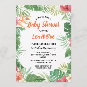 Invitación La hawaiana floral tropical de Baby Shower invita