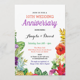 Invitación La hawaiana tropical que casa aniversario floral