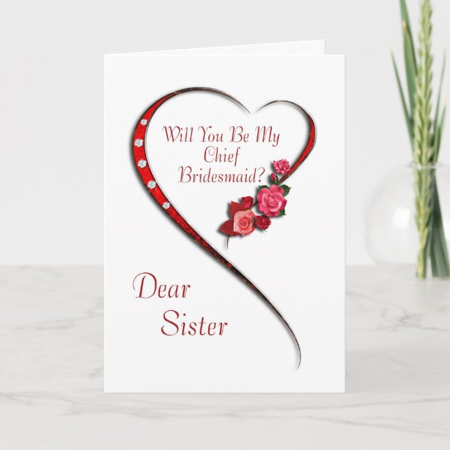 Invitación La hermana, principal dama de honor del corazón (Anverso)