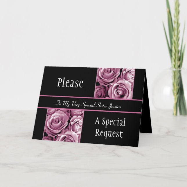 Invitación La HERMANA ROSADA de los rosas sea mi dama de (Anverso)