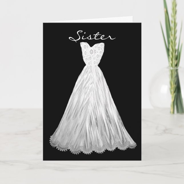 Invitación La HERMANA sea mi vestido BLANCO y DE PLATA de la (Anverso)