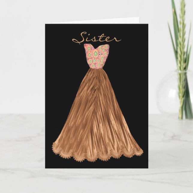 Invitación La HERMANA sea mi vestido de BROWN del CACAO de la (Anverso)