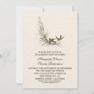 Invitación la hermosa fiesta de compromiso de aves vintage in