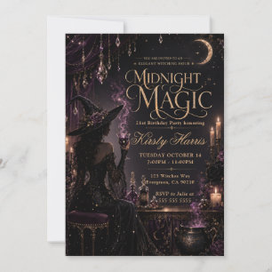 Invitación La hora bruja Magia de medianoche Cumpleaños 21