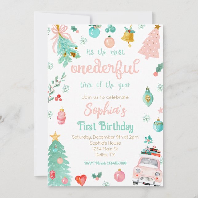 Invitación La Hora Más Maravillosa del Año Primer Cumpleaños (Anverso)