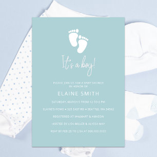 Invitación La huella de un niño bebé, el Baby Shower de Blue 
