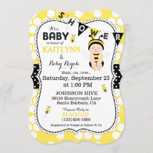 Invitación La impresión Baby Shower del lunar del panal de la