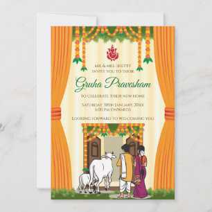Invitación La inauguración de la casa india invita al Gruhapr