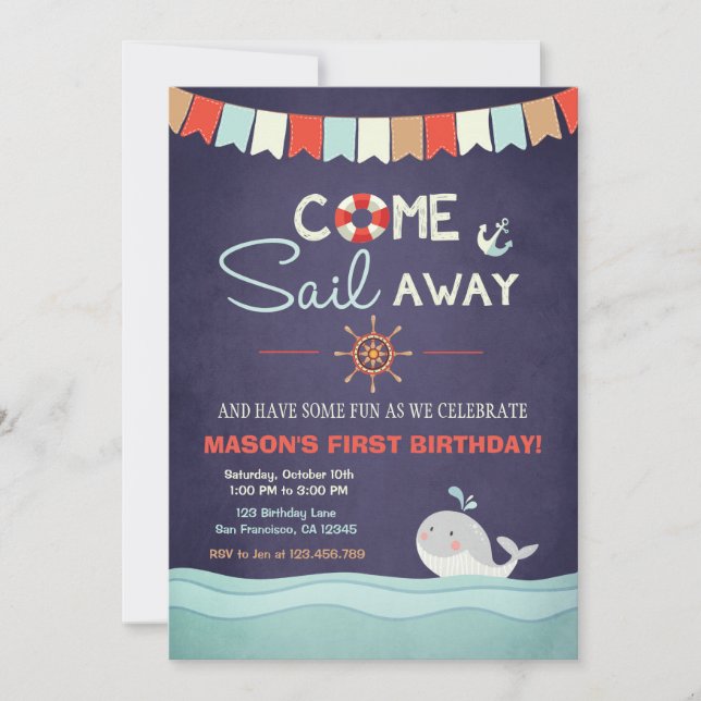 Invitación La invasión de los cumpleaños del marinero se va d (Anverso)