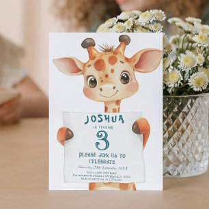 Invitación La jirafa de bebé y el Fiesta de cumpleaños de los