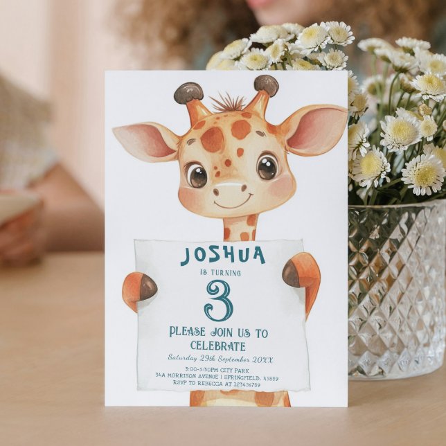 Invitación La jirafa de bebé y el Fiesta de cumpleaños de los (Subido por el creador)