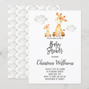 Invitación La jirafa de la hierba mate Baby Shower Neutral Gr