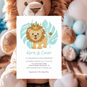 Invitación La jungla de Lion Cub deja a un chico Baby Shower