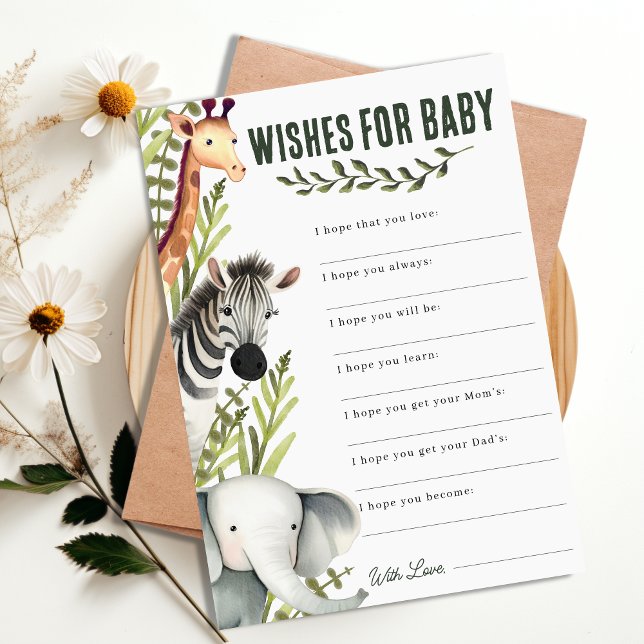 Invitación La jungla de Safari desea un juego de Baby Shower (Safari Jungle Wishes for Baby Shower Game Invitation)