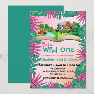 Invitación La jungla salvaje de un zoológico 1er libro de ani