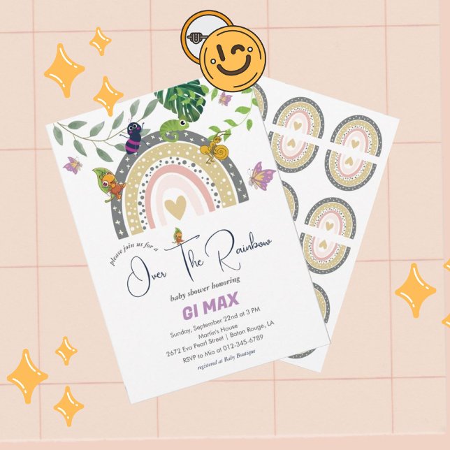 Invitación La jungla sobre el Baby Shower arcoiris (Subido por el creador)