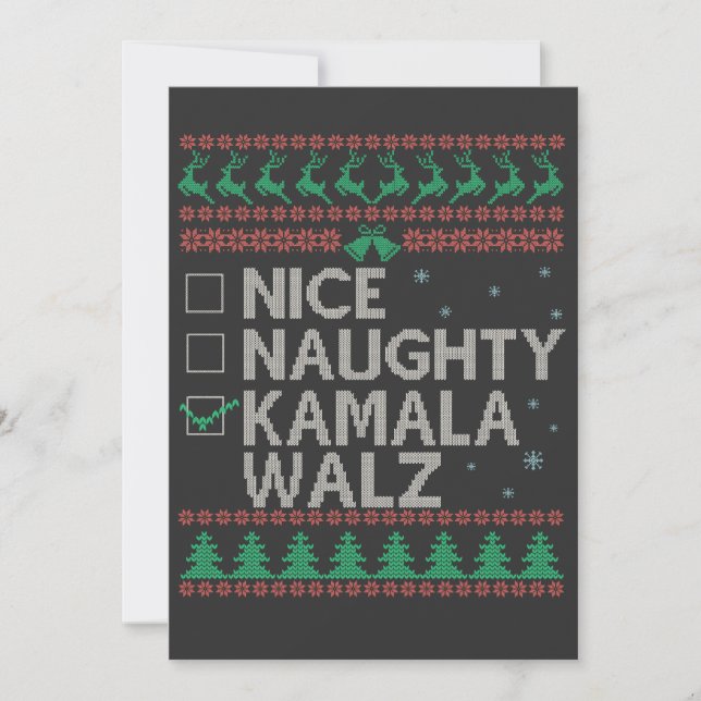 Invitación La Kamala Harris Suéter Feo de Navidad Elección (Anverso)