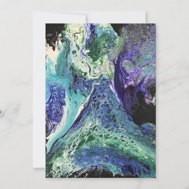 Invitación La Laguna pintura azul, verde azulado, blanco negr (Anverso)