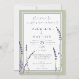 Invitación La lavanda de la acuarela de la ducha de los pares