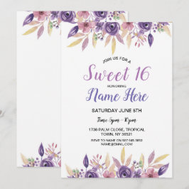 Invitación La lavanda de la fiesta de cumpleaños del dulce 16