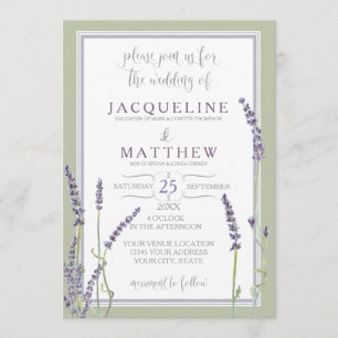 Invitación La lavanda francesa florece la escritura moderna