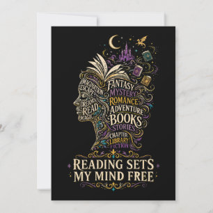 Invitación La lectura libera mi mente para los amantes de los