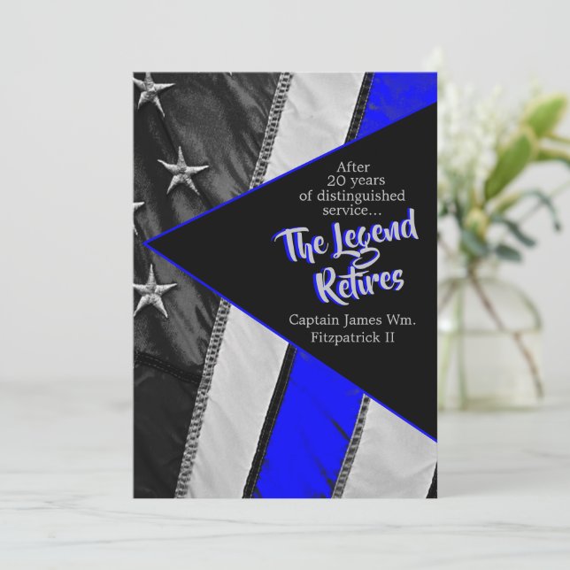 Invitación La leyenda retira al Fiesta de retiro de la policí (Anverso de pie)