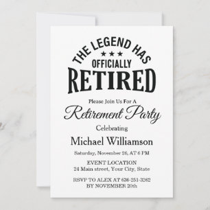 Invitación La leyenda se ha retirado oficialmente Fiesta de j
