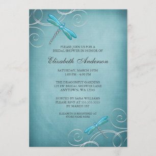 Invitación La libélula azul verde azulada remolina ducha