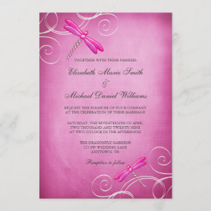 Invitación La libélula rosada remolina boda