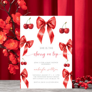 Invitación la linda Coquette Cherry en rojo Top Baby Shower