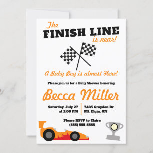 Invitación ¡La línea de finalización está cerca! Race Car Bab