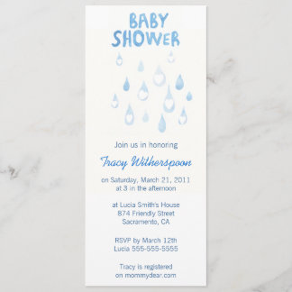 Invitación La lluvia azul cae la ducha de bebé