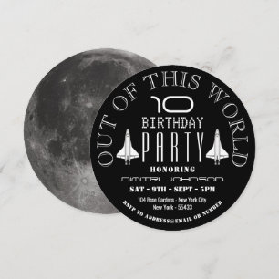 Invitación La luna, fiesta de cumpleaños del transbordador es