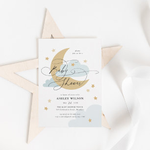 Invitación La luna y las estrellas matan el guión azul Baby S