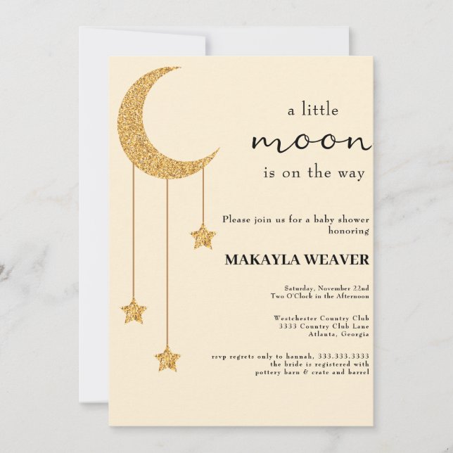 Invitación La luna y las estrellas matan el guión rosado de B (Anverso)