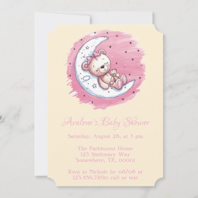 Invitación La luz de la luna se nuggles: Baby Shower, el Chic (Anverso)
